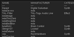 The plug-in list window