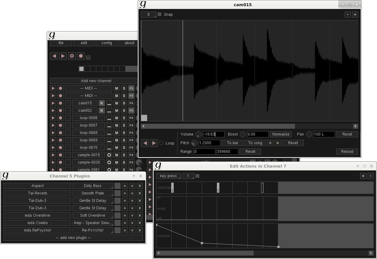 Giada 0.14.2: a sample being edited